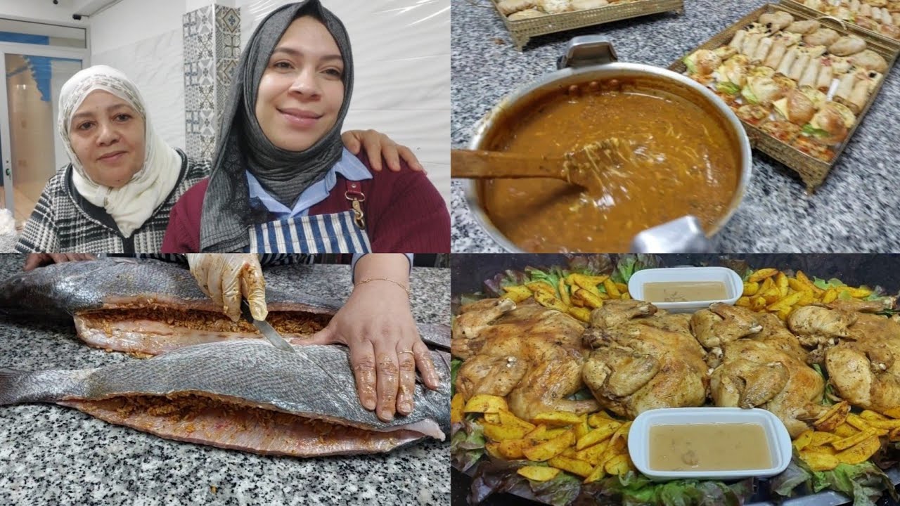 حلقة بالكواليس ديالها🥰الدجاج مشوي وحوتة عامرة بحشوة روعة بلاتشحار والحريرة ديال 5دقايق🤗 🇲🇦👍