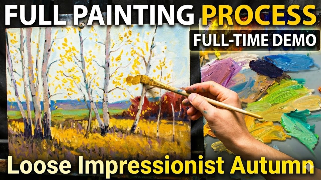 How to Paint Birch Trees | Impressionist Autumn Landscape (Oil Painting Tutorial)