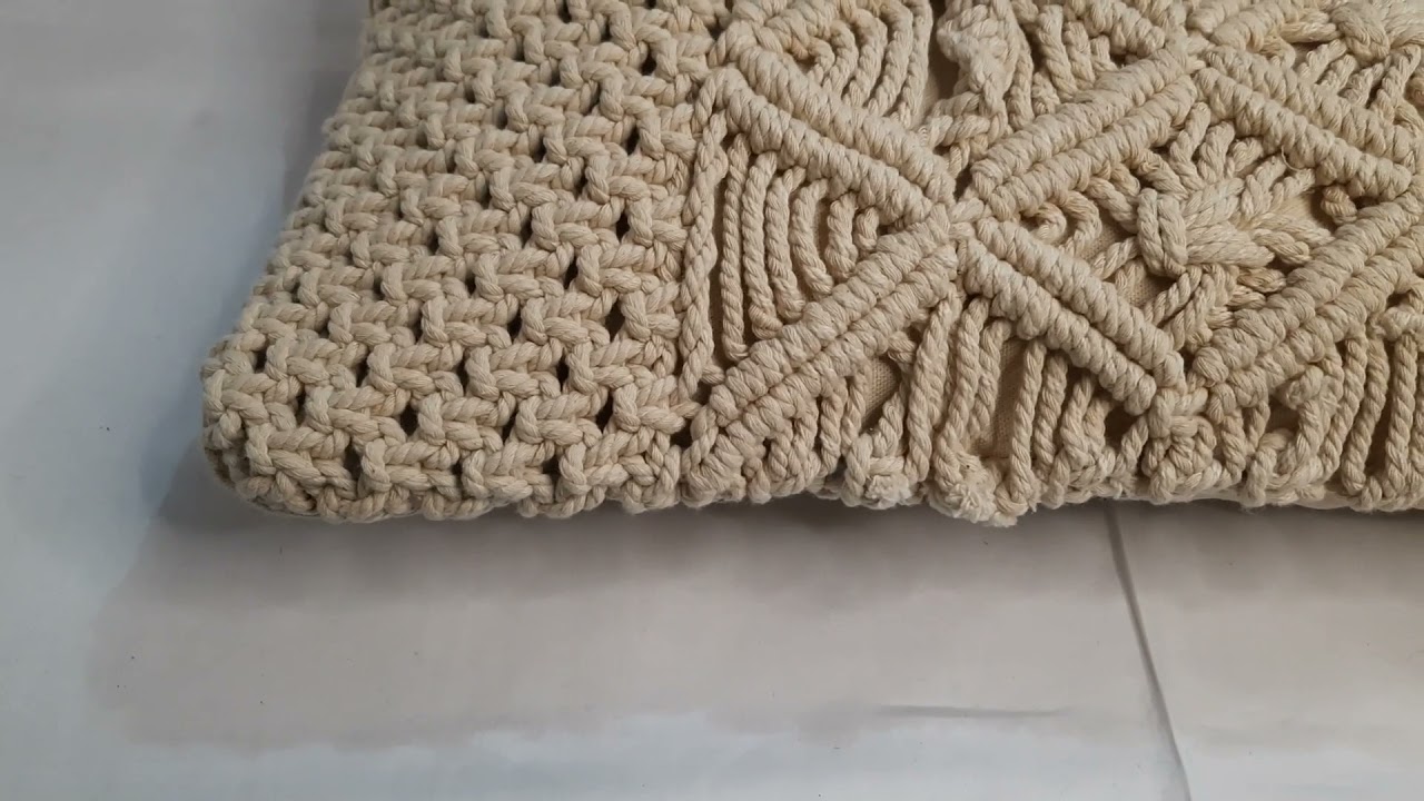 Cotton Macrame Cushion Cover Leaf pattern