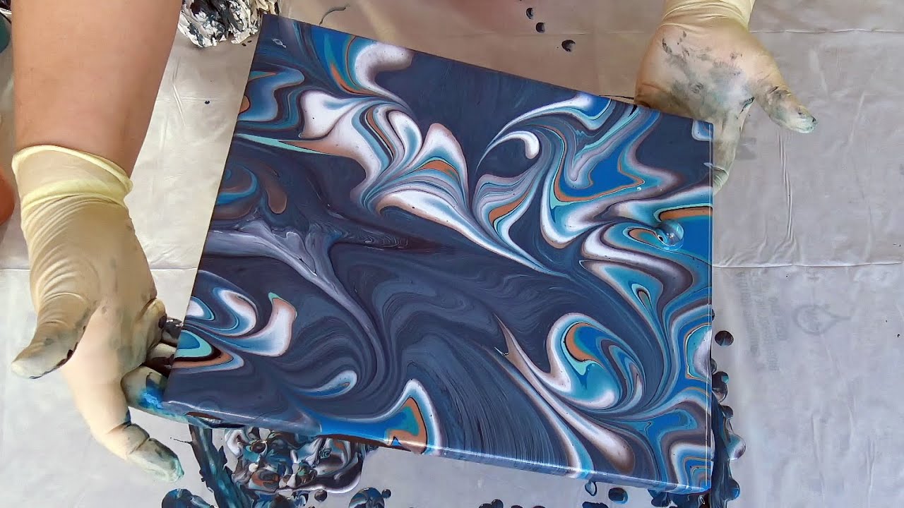 (853) How to use scrape off paint from Acrylic pour ~ Straight pour and Marble roll ~ Fluid art