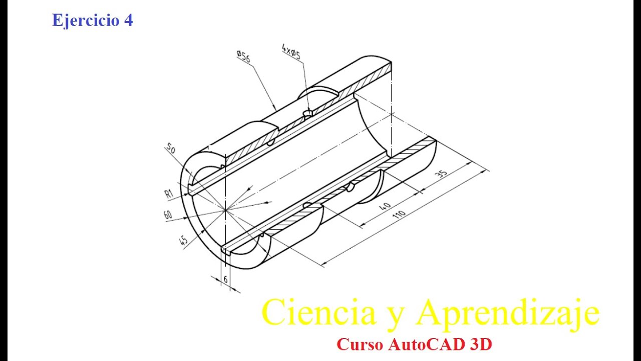 Curso AutoCAD Mechanical 3D. Como usar Revolve, Como usar revolución.