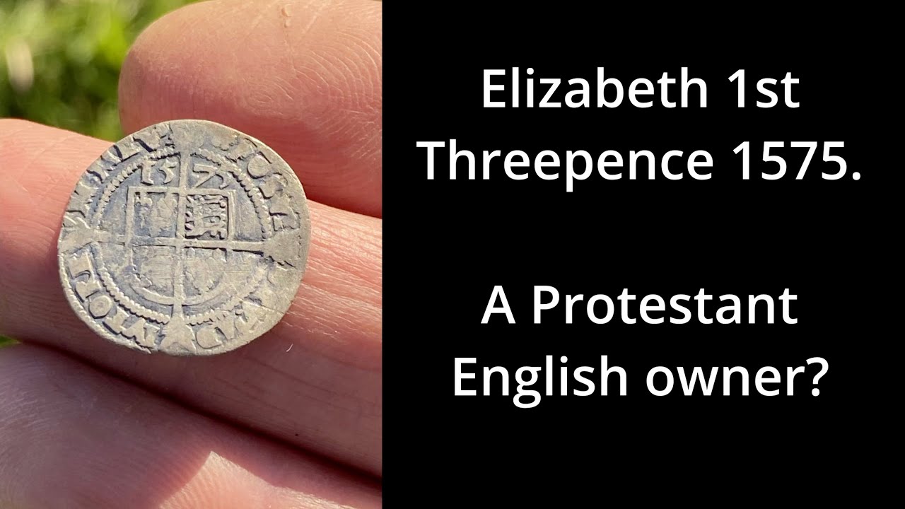 Queen Elizabeth 1st 'Protestant' hammered silver threepence, 1575.  Metal detecting find, Lancashire