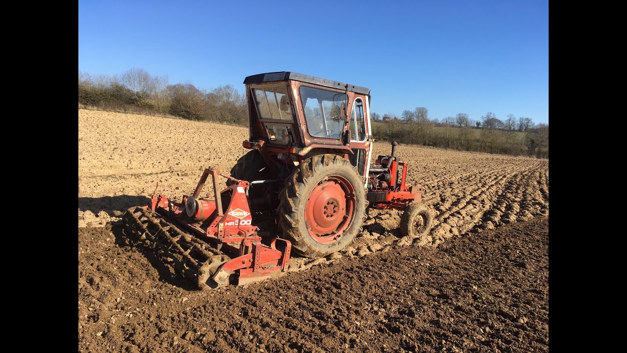 David Brown 1212 and Case 1594 power harrowing
