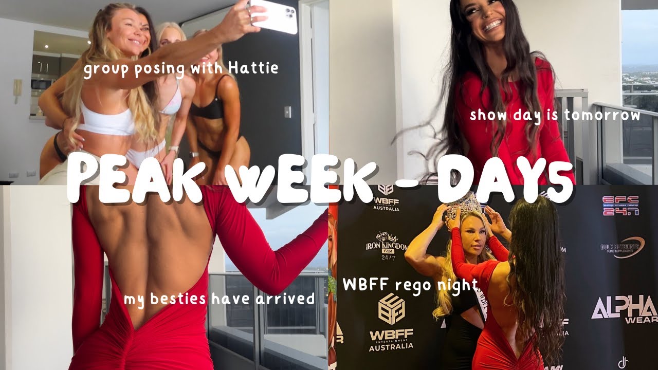 PEAK WEEK DAY 5 - WBFF bikini comp - ONE DAY OUT FROM SHOW, full posing session, rego night