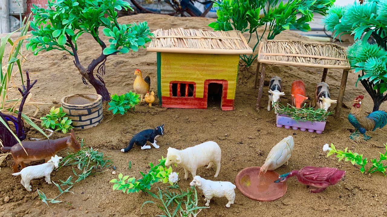 Diy How to make cow shed | house of animals - horse house | mini village house wooden house goat