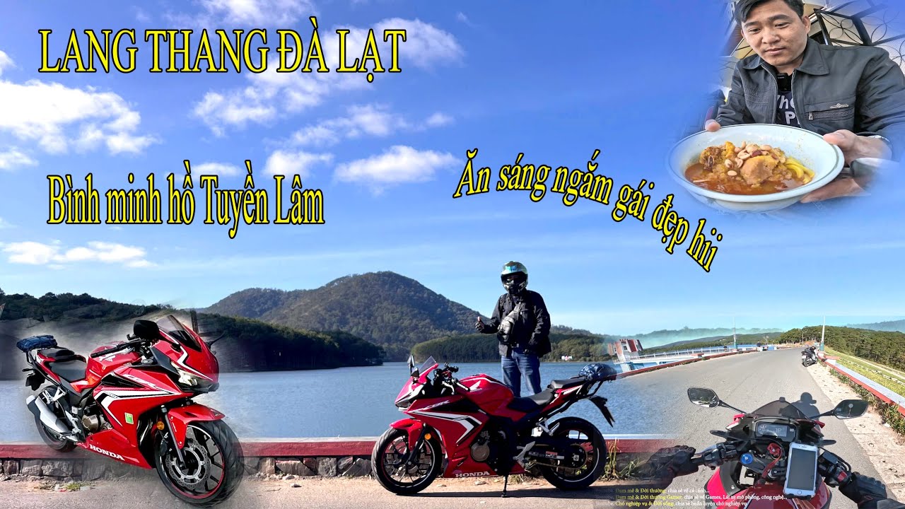 CBR500R| Lang thang Đà Lạt 1| Ăn sáng| Dạo bình minh| gái đẹp chụp hình hồ Tuyền Lâm