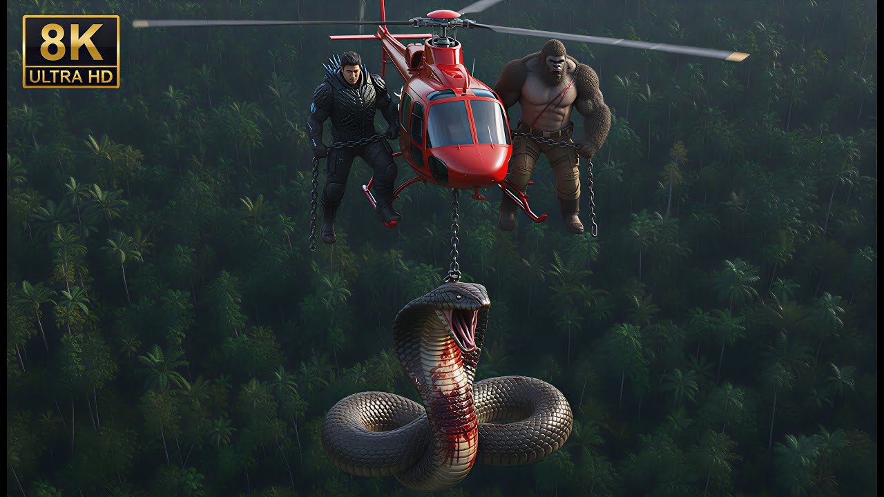 King Kong and GODZILA Battle a Giant Cobra Snake in the Indian Jungle