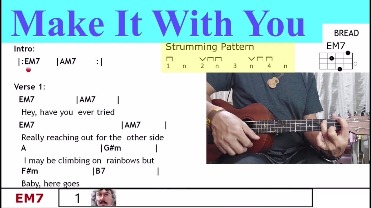 Make It With You - Bread - Ukulele Chords & Lyrics (Cover Version) @TeacherBob