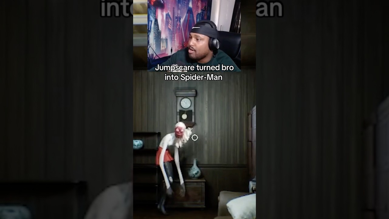 Jumpscare turned bro into Spider man #gaming #funny GAME: who&rsquo;s at the door