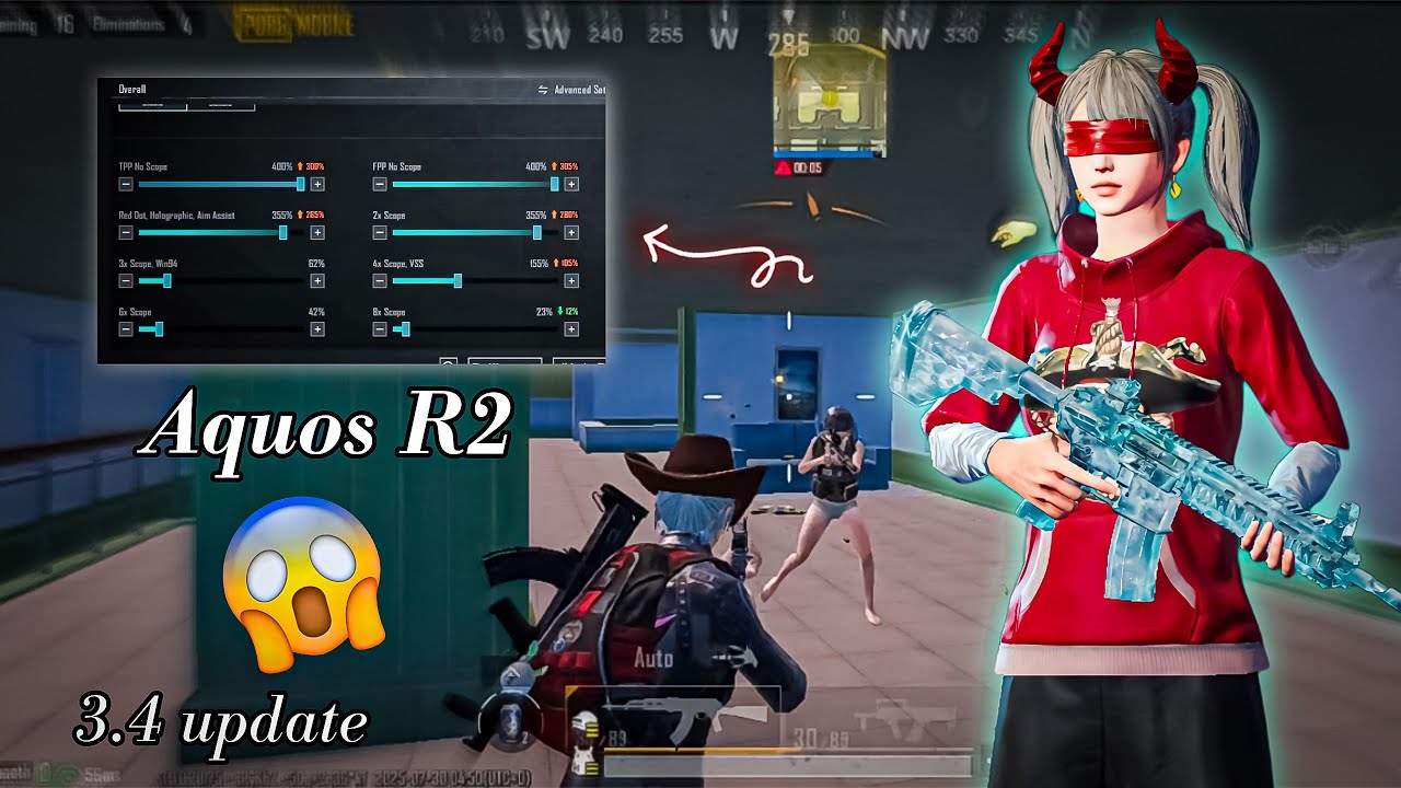 Aquos R2😍 3.4 update Best Sensitivity + Control | 0 Recoil Sensitivity in 2024 😱