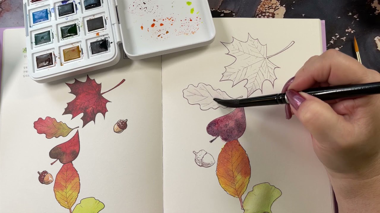 Adult Coloring - Flowers and girls and boys coloring book, leaf page