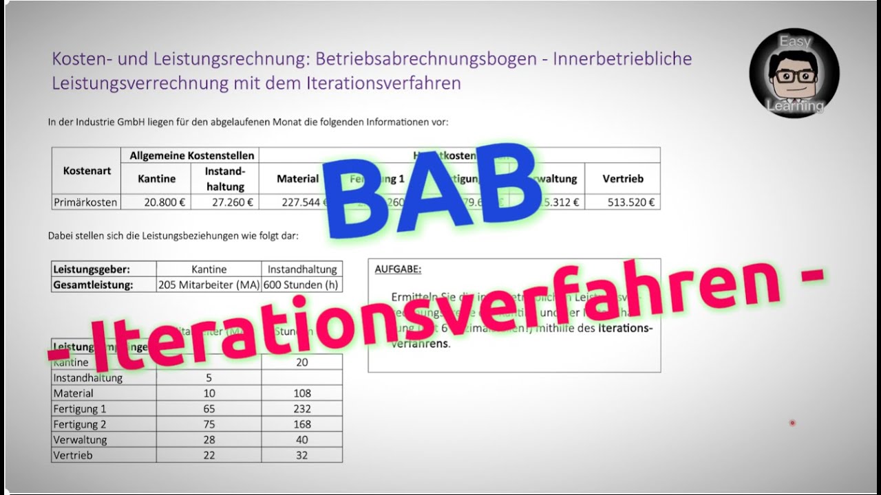 Betriebsabrechnungsbogen - Innerbetriebliche Leistungsverrechnung mit dem Iterationsverfahren