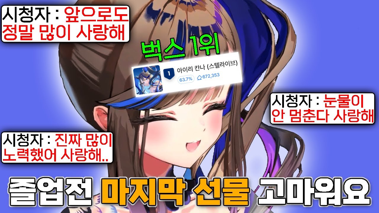 졸업 전 비늘이들에게 마지막 선물을 받은 칸나와 눈물 바다가 된 비늘이들