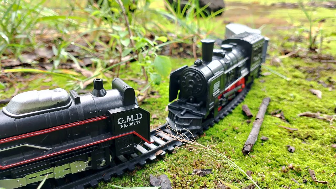 Seconds Before the Mini Train Collision! || Satisfying ASMR Toy Train on Moss