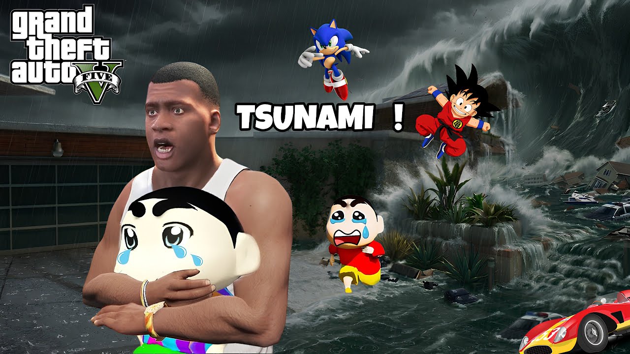 Franklin & Shinchan Survived the Biggest Tsunami Wave Ever! 🌊😱