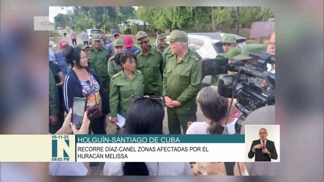 Presidente Diaz-Canel recorrió zonas afectadas por Melissa en Holguín y Santiago de Cuba