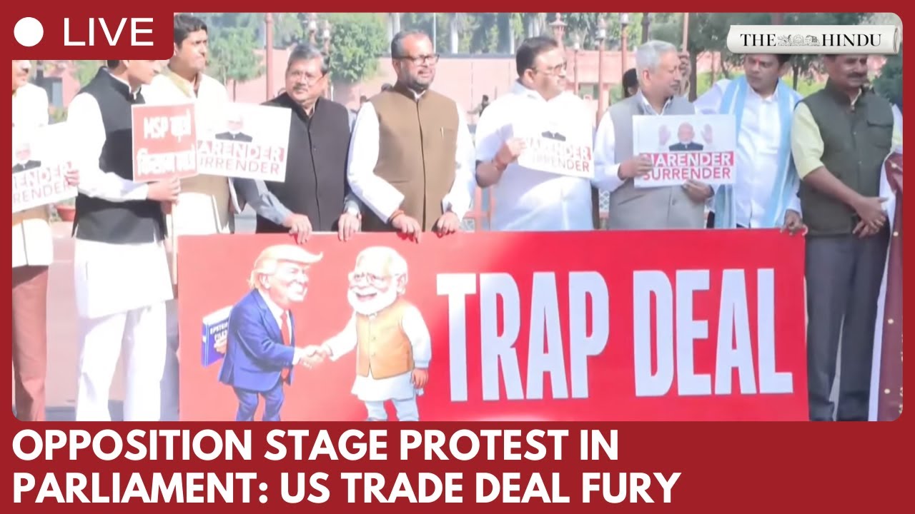 Opposition protest in New Delhi Parliament against India‑US trade deal