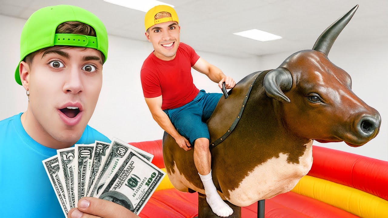 ПОСЛЕДНИЙ, КТО УПАДЁТ С МЕХАНИЧЕСКОГО БЫКА, ВЫИГРЫВАЕТ $1000 !!
