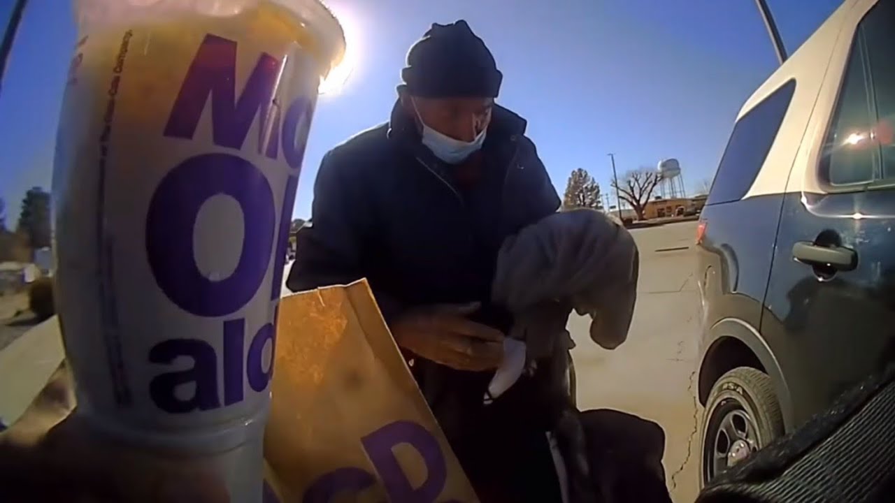 Fallen NMSP officer Darian Jarrott helps stranded elderly man found laying on the side of I-10