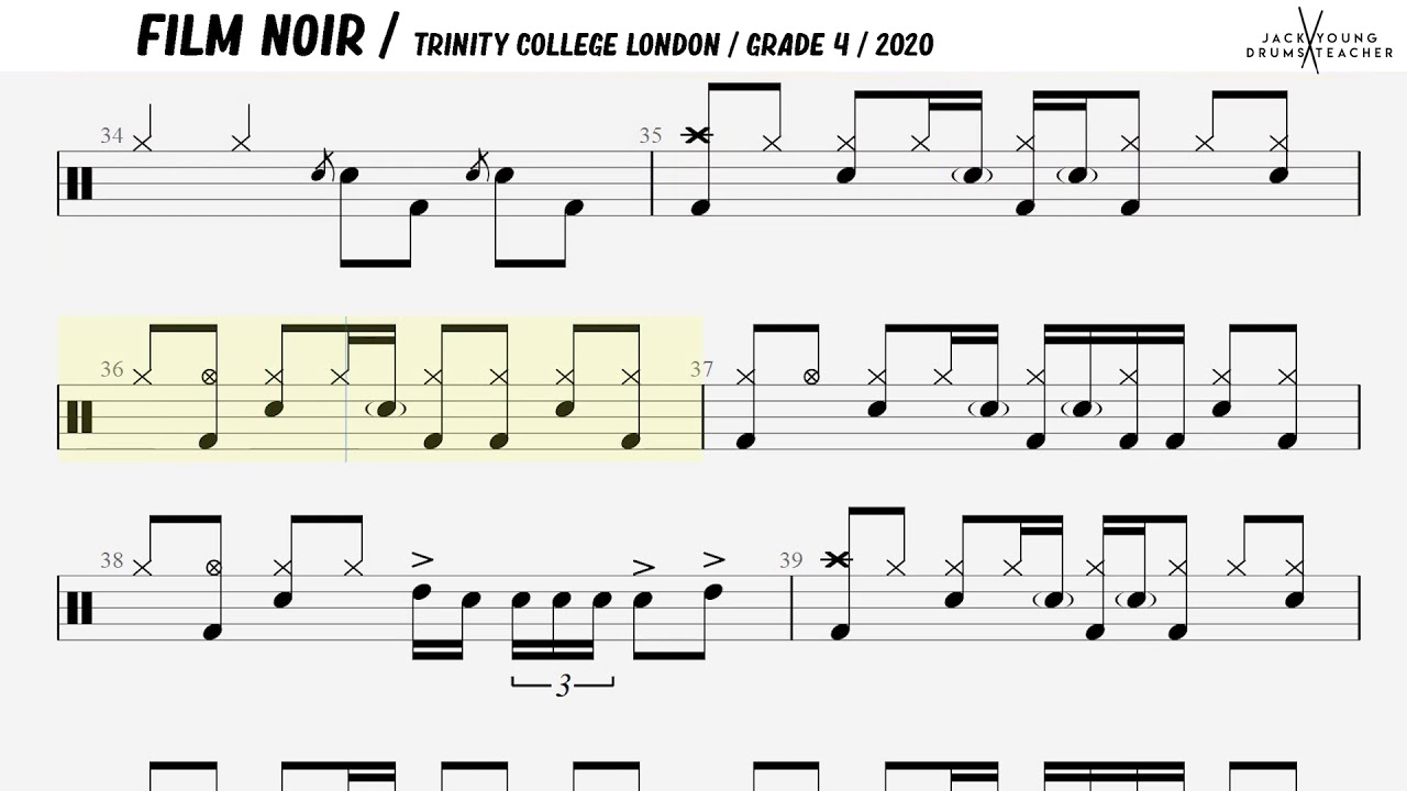 Film Noir - Trinity Drums 2020 Grade 4