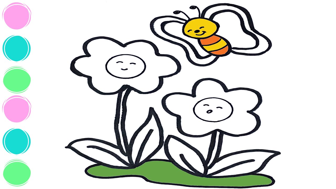 How to draw and color butterfly🦋 and flowers🌺/drawing and coloring for kids/toddlers
