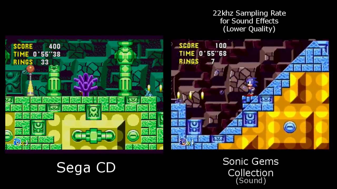 Sonic CD Version Comparison (Sonic Gems vs. Sega CD)