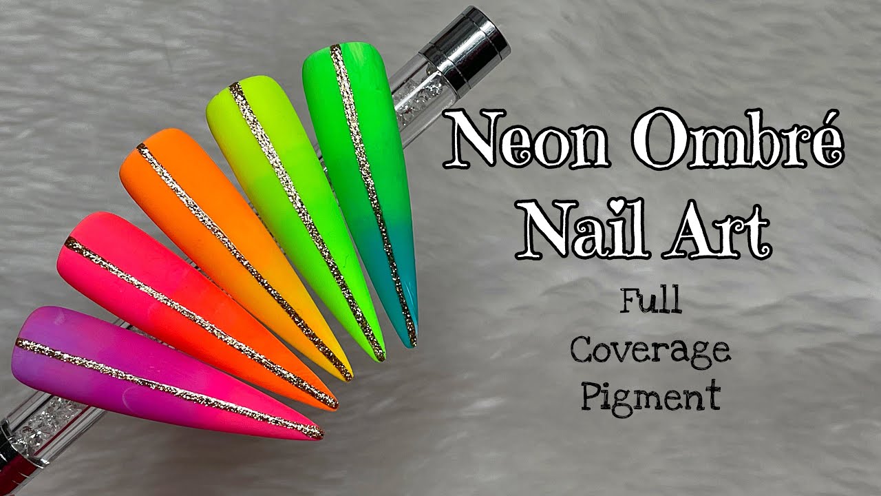 Неоновое омбре с использованием пигментов! | Nail Sugar