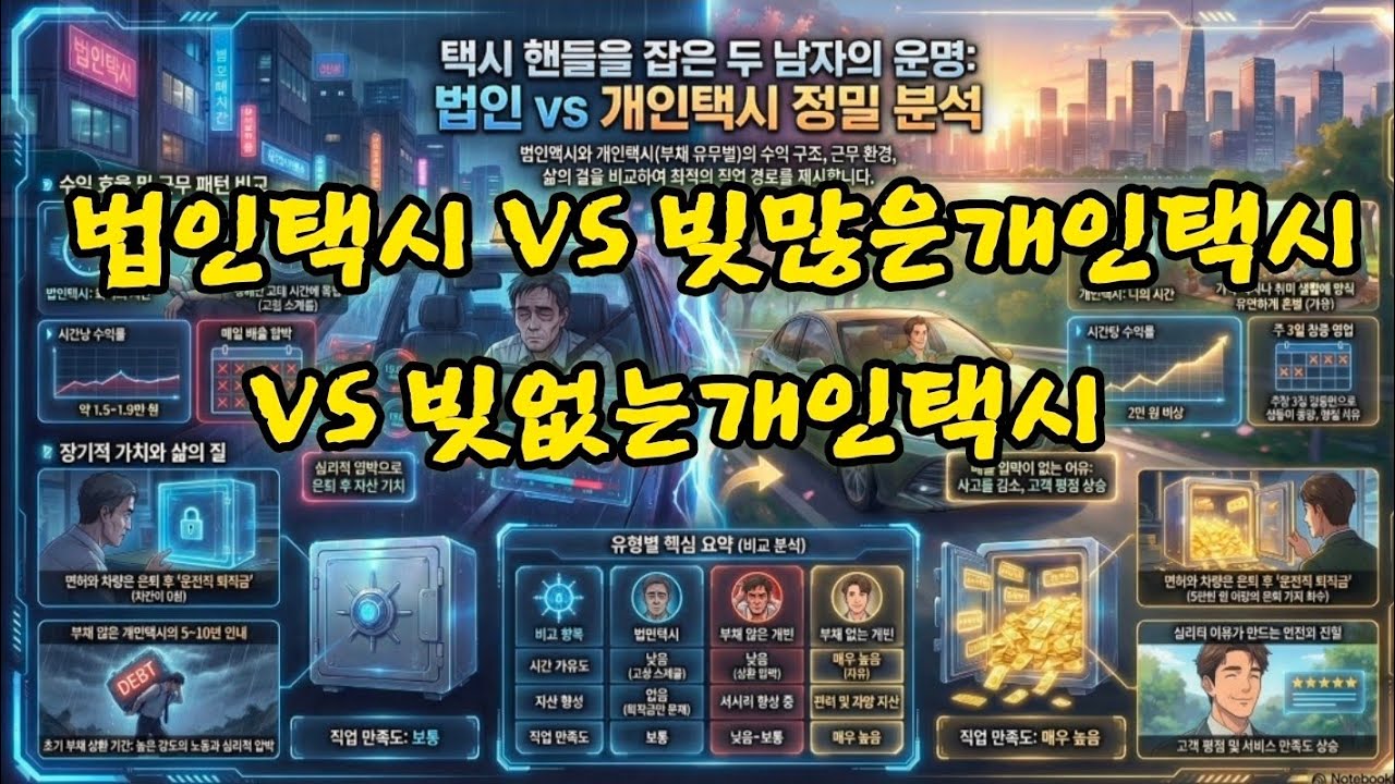 법인택시 VS 빚많은 개인택시 VS 빚없는 개인택시 비교분석