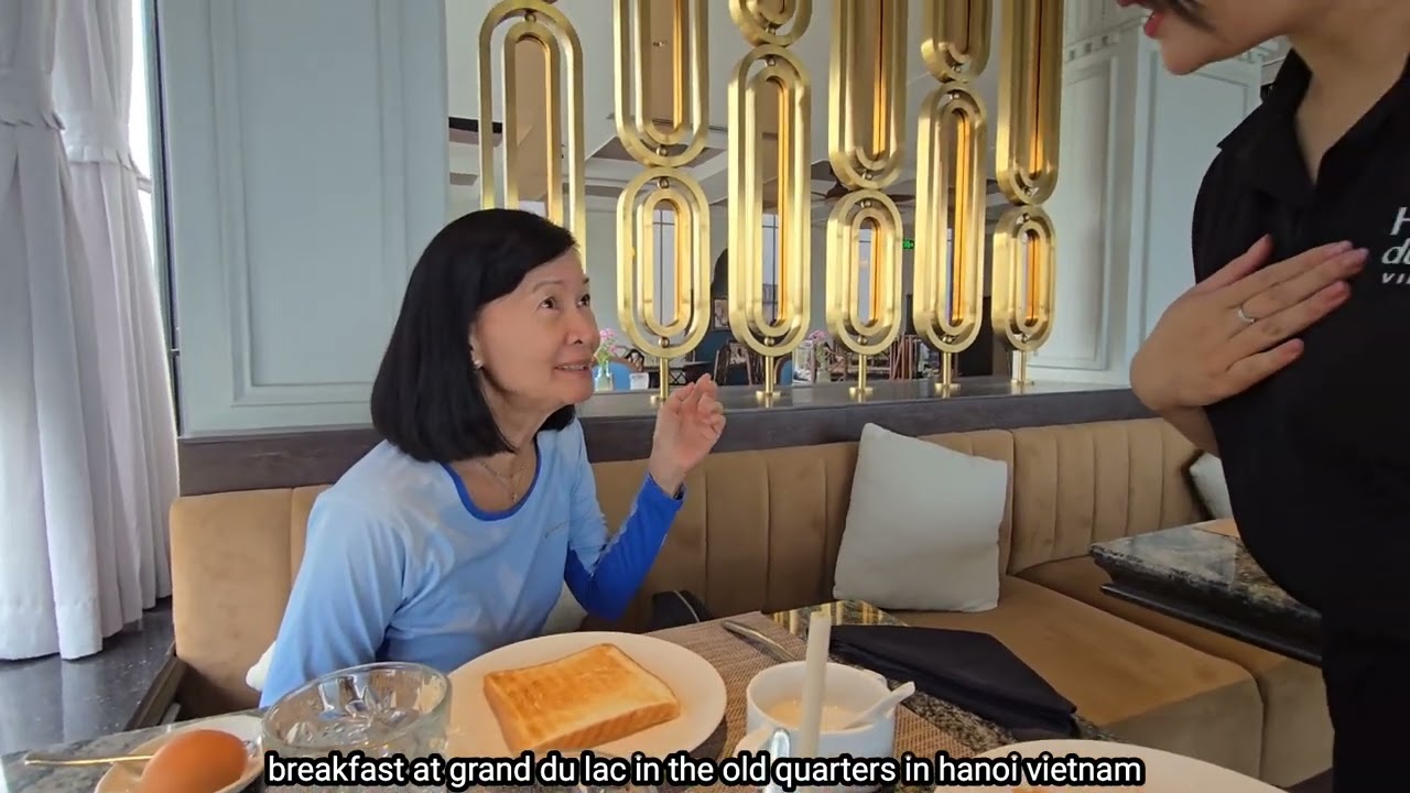 breakfast at the grand du lac the old quarters near the famous hoan kiem lake in hanoi vietnam.