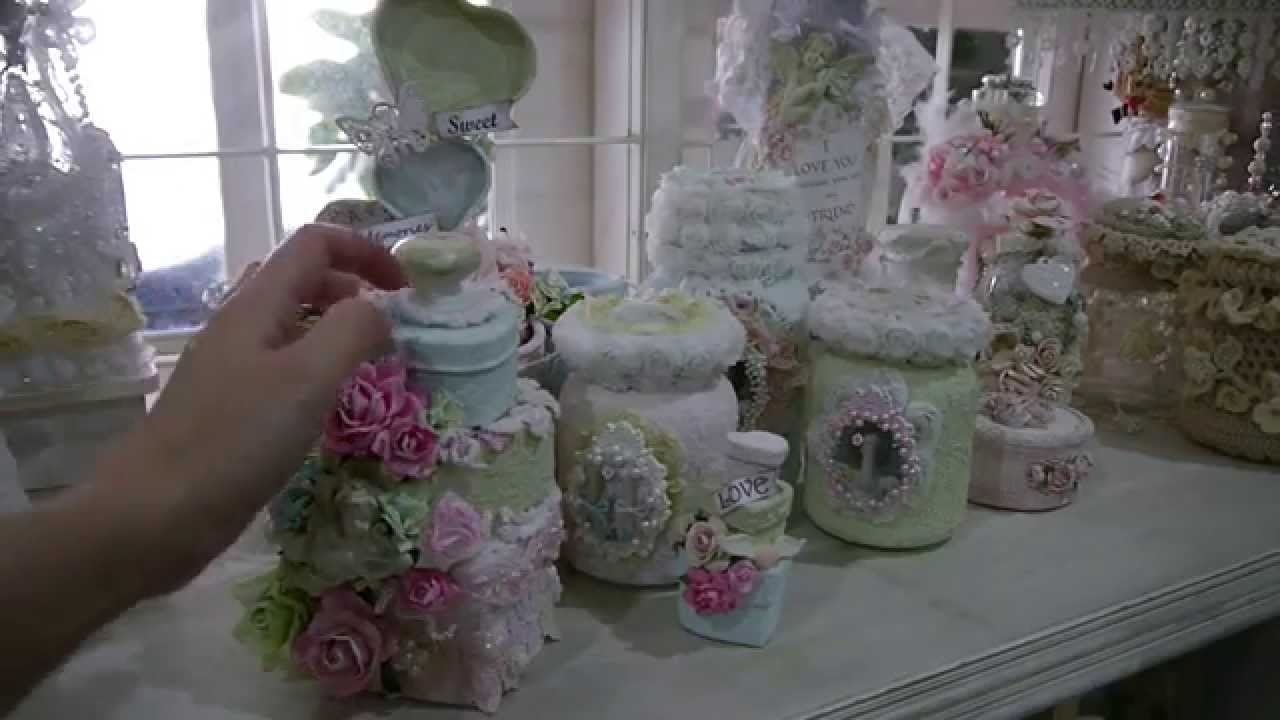 Altered  Tilda/Shabby Chic Jars with (Sand texture Paste)