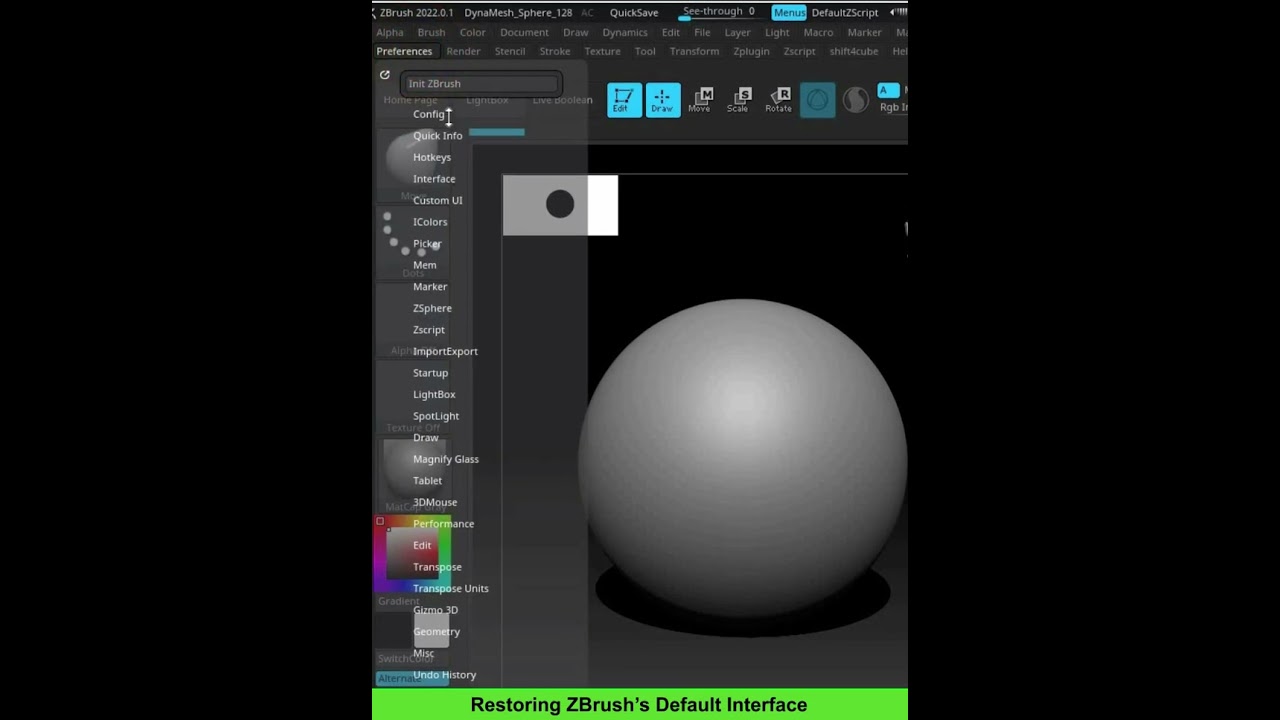 Zbrush Tips 03: Restoring ZBrush&rsquo;s Default Interface #shorts #zbrush #tips #tutorial