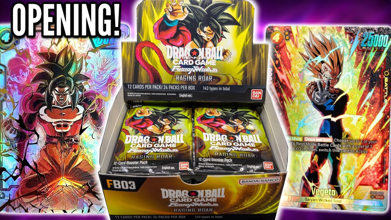 Распаковываем официальный набор бустеров Dragon Ball Fusion World Set 3! (Raging Roar)