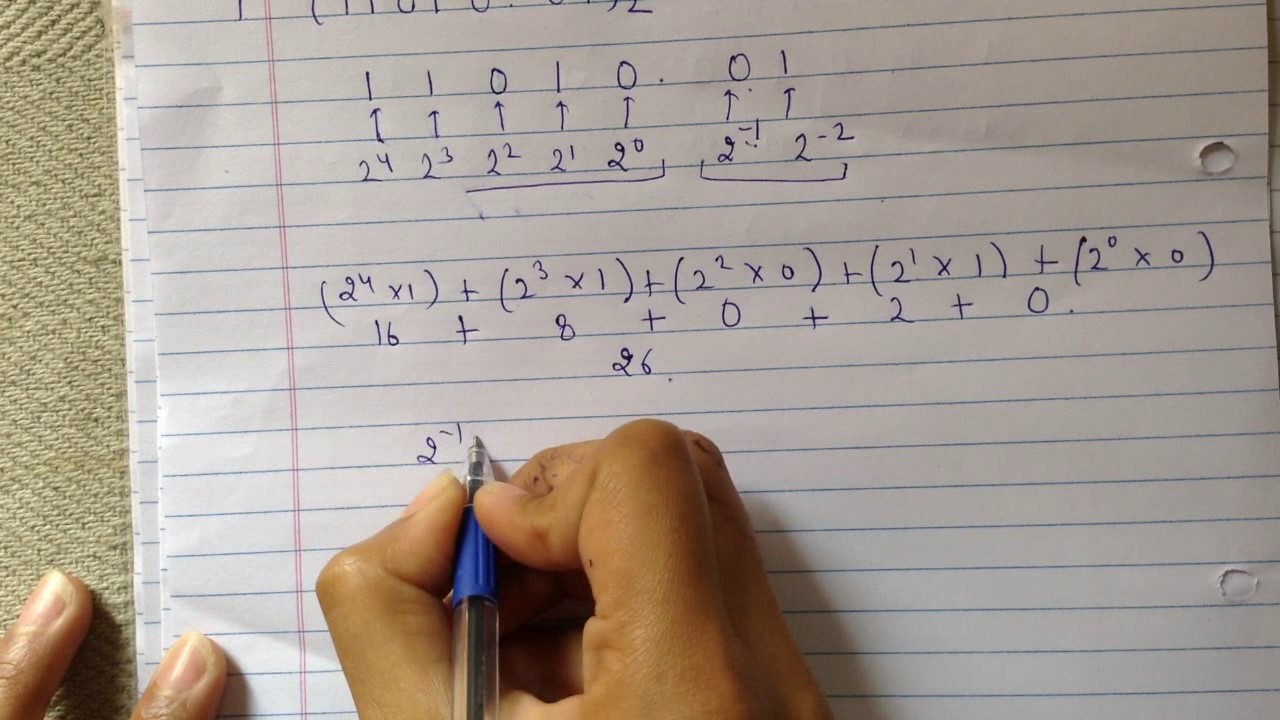 binary to decimal conversion in hindi