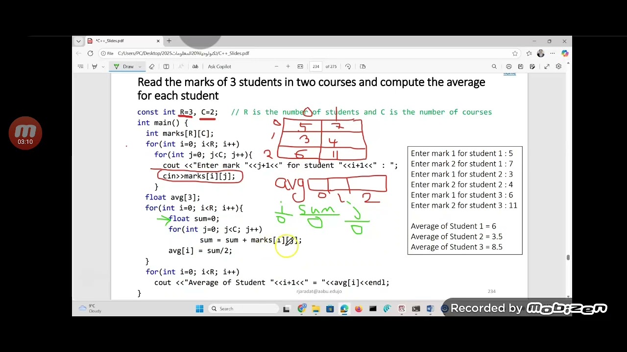 Array( 3)student example حاسوب ٢ لغه سي بلس بلس دكتوره سهير بني عطا 