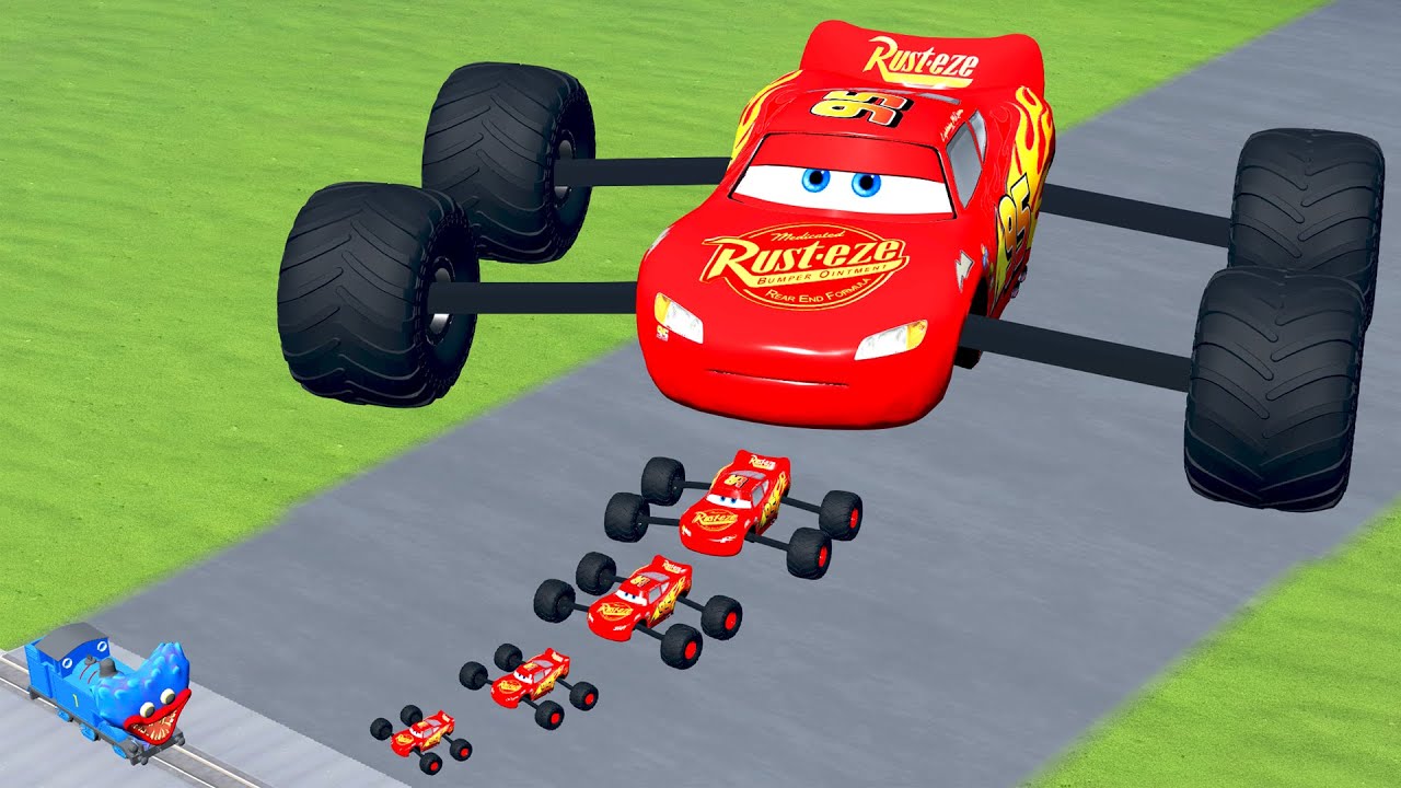 TRANSPORTING PIXAR CARS & FRUITS WITH COLORED & JOHN DEERE vs CLAAS vs TRACTORS - BeamNG.drive #962