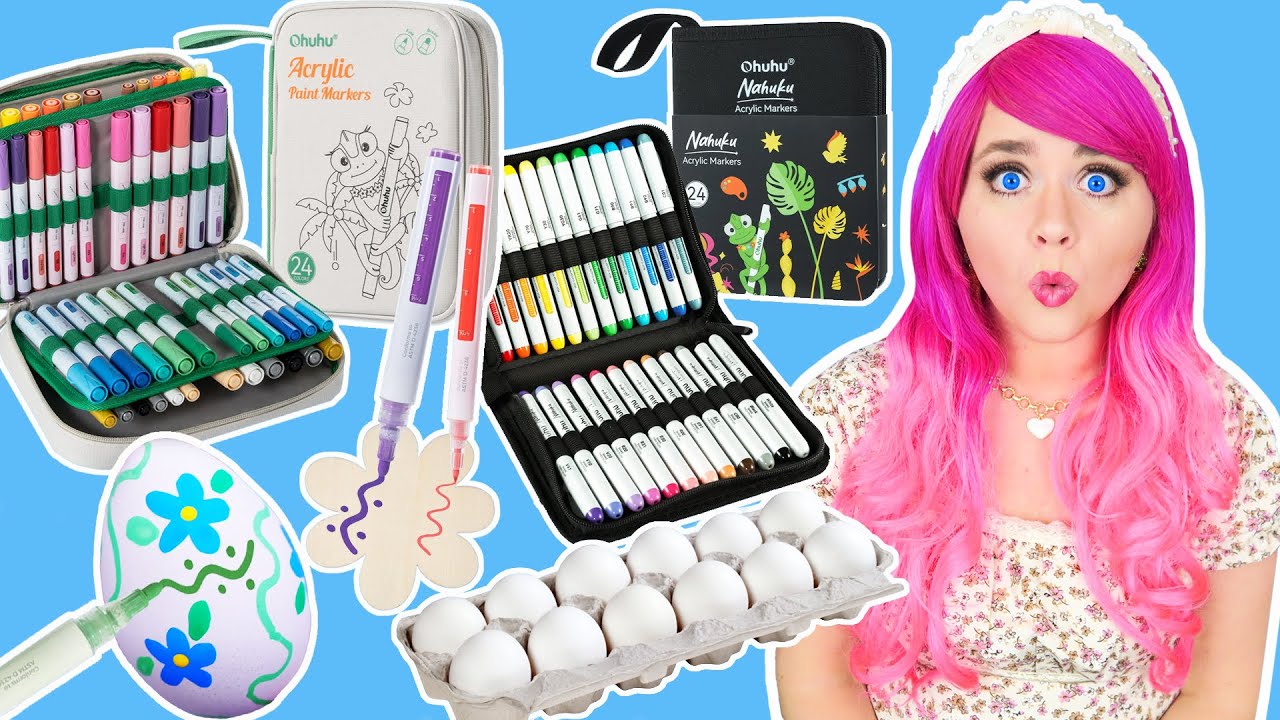 Painting Easter Eggs with Markers?! 🐰🥚🐥 Ohuhu Nahuku Acrylic Paint Markers Easter Crafts #ohuhu