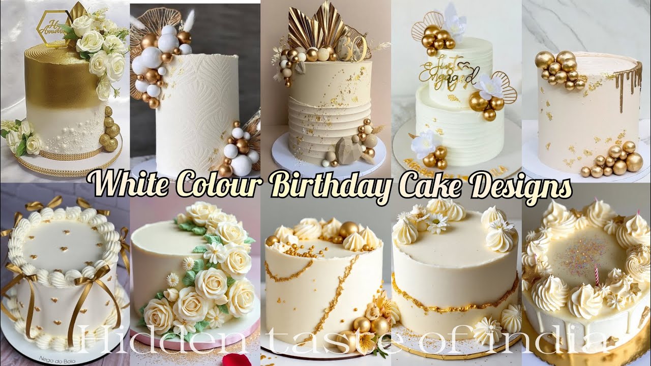 White&Golden Theme Birthday Cake Designs/White & Golden Cake Decorating ldeas/Birthday Cake Designs 