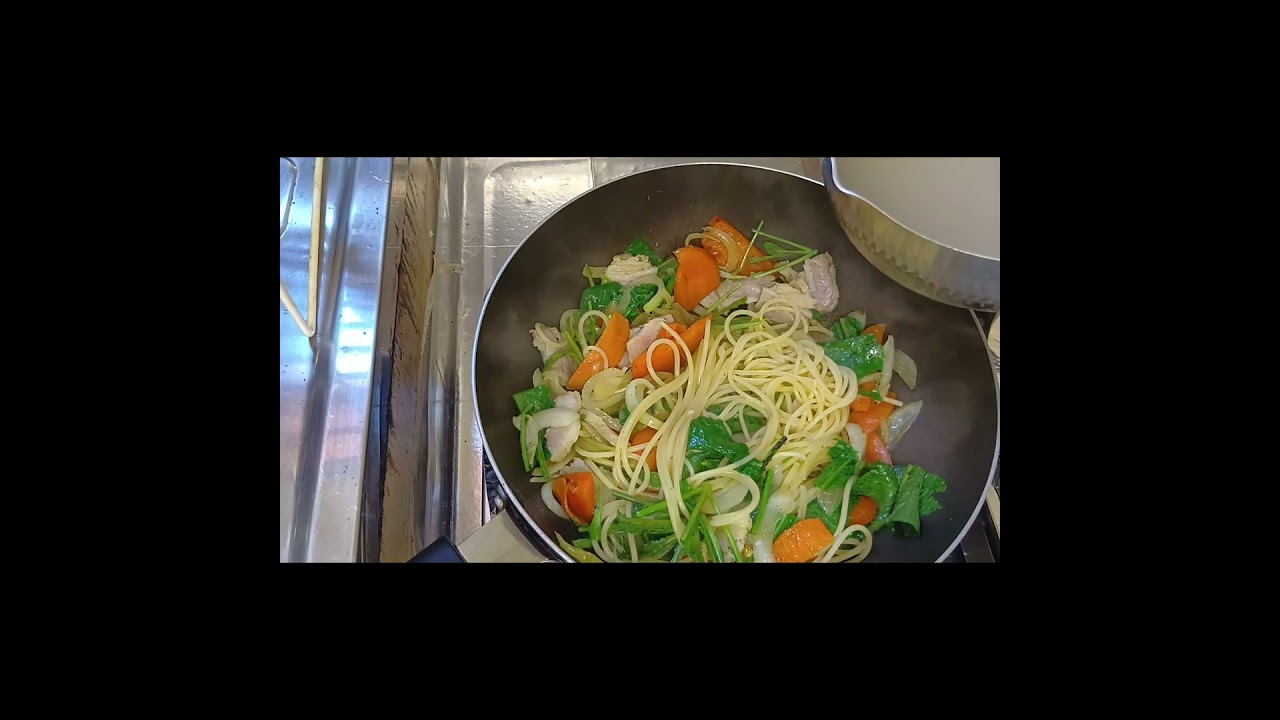 からし菜とパンチェッタのパスタを作りました 