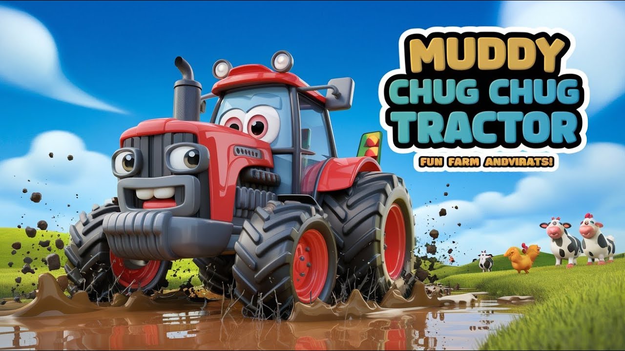 Muddy Chug Chug Tractor Song for Kids | Fun Farm Adventure Nursery Rhyme