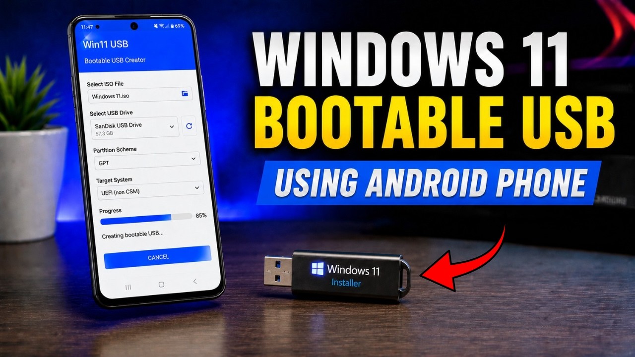 Create Windows 11 Bootable USB on Android | No PC Needed