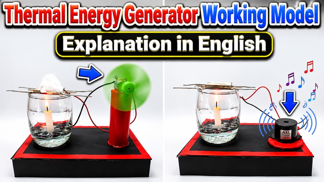 thermal energy generator working model explanation in english ( heat to electricity) |  howtofunda