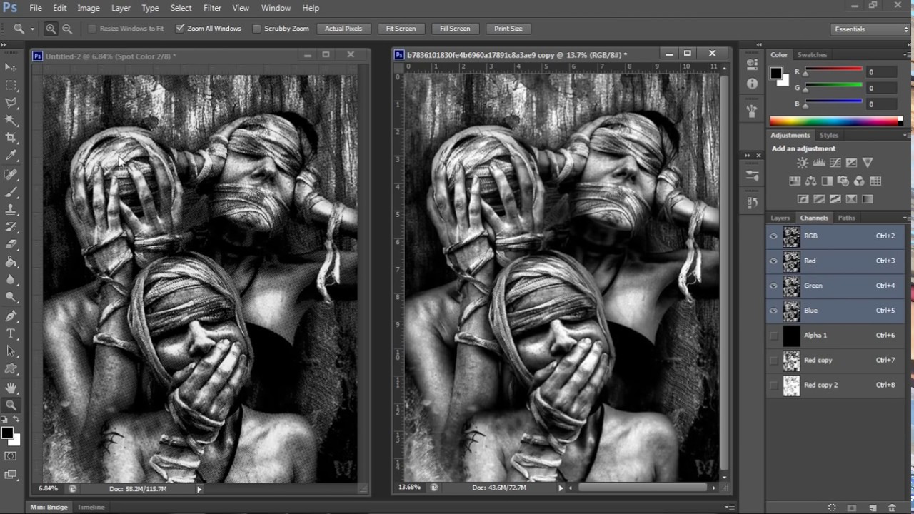 How To Separate 2 Color Grayscale photoshop For Screen Printing simulated process