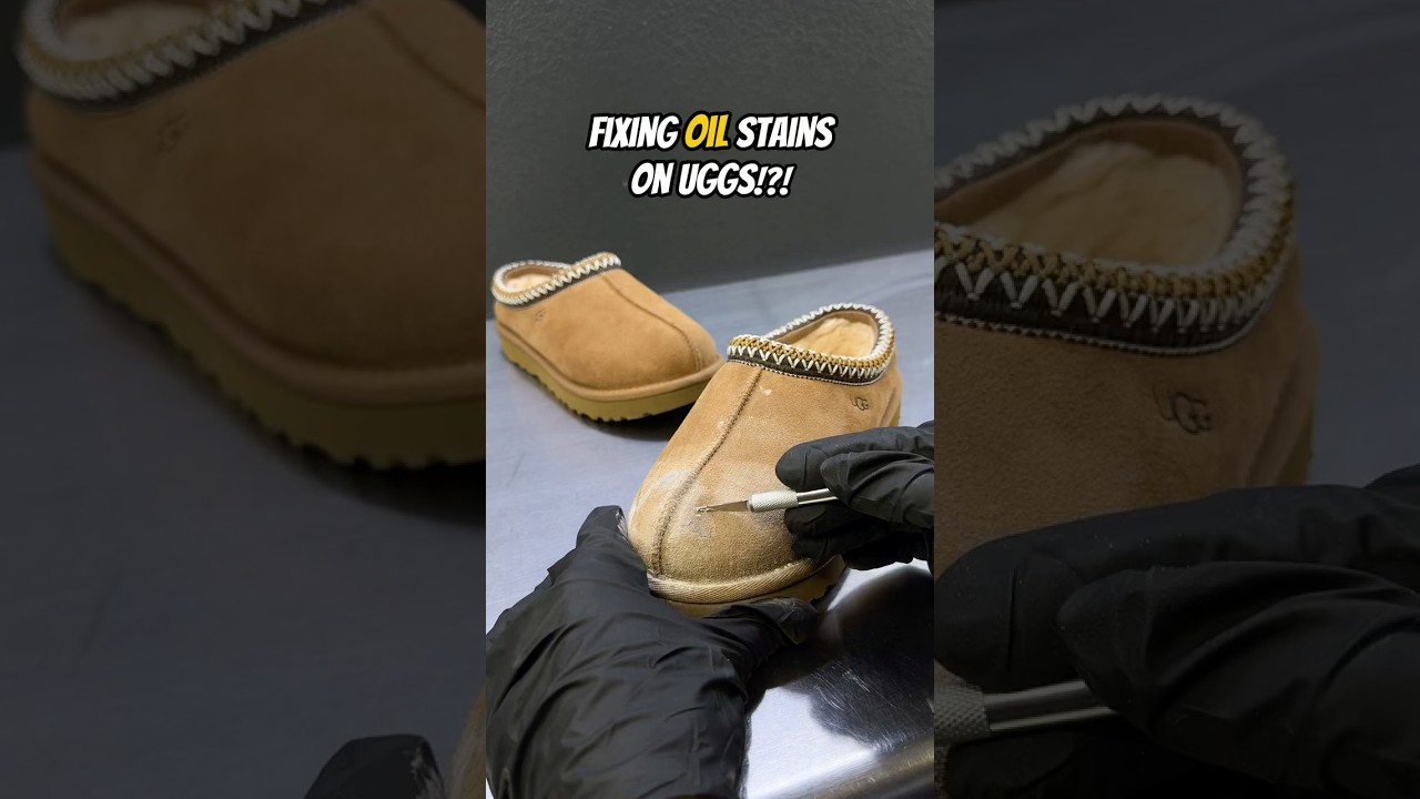 HOW I CLEAN UGG BOOTS! FIXING OIL STAINS ON SUEDE! 🤯🔥👟