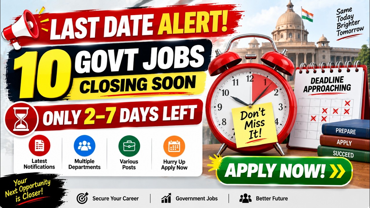 Last Date Alert! 10 Govt Jobs Closing Soon | 2&ndash;7 Days Left | Government Jobs 2026