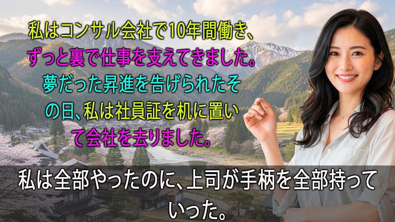 港区のオフィス最上階で昇進を告げられたその日、私は会社のIDカードを机に置いた。