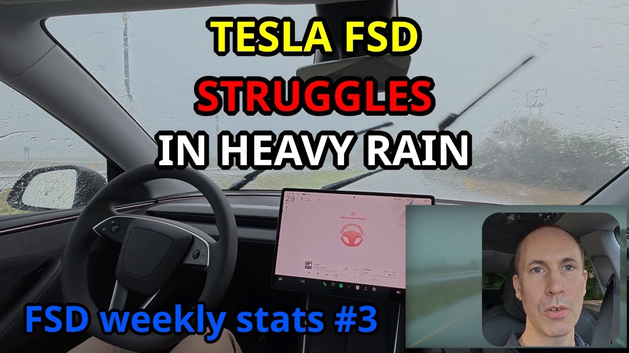 Tesla FSD Struggles in Heavy Rain 🌧️ (Weekly Stats #3) - Model Y Juniper