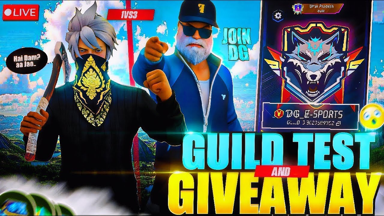 FREE FIRE LIVE GIVEAWAY CUSTOM ROOMS FF LIVE GIVEAWAY & GUILD TEST
