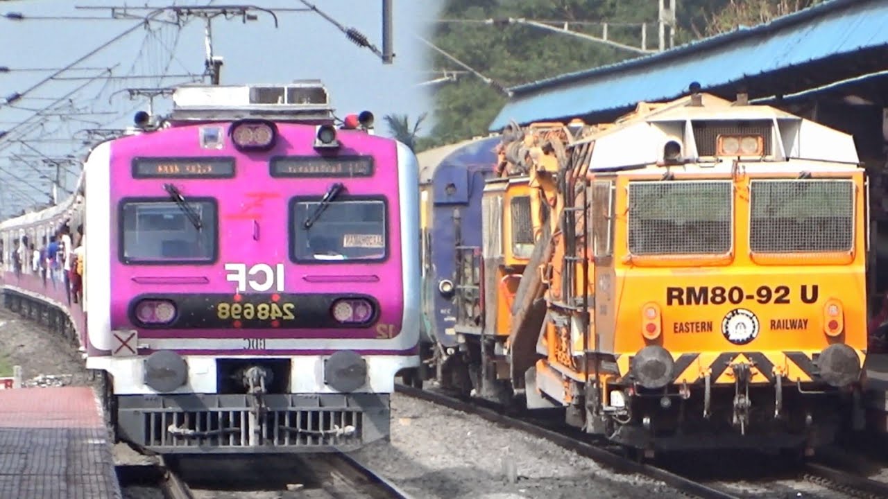 Unique EMU Local Trains & Rail Track Maintenance Train Spotting at Howrah-Barddhaman Main Line | IR
