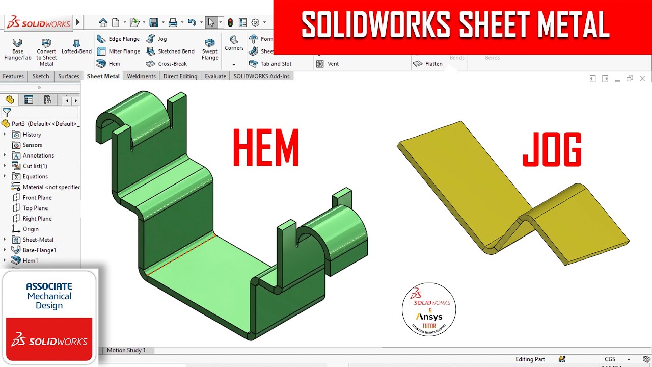 ✅ Solidworks Sheet Metal Hem and Jog Feature