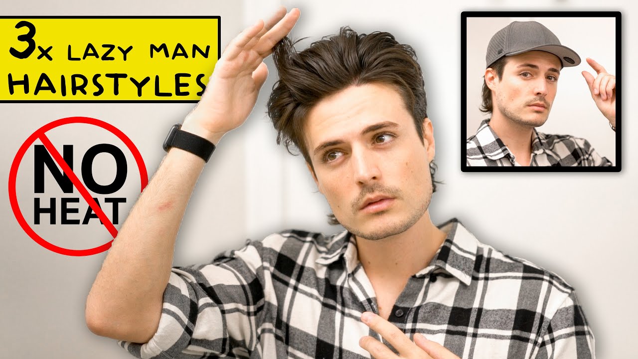 3 NO HEAT Hairstyles for Men | Lazy Day Hairstyles that Look Good